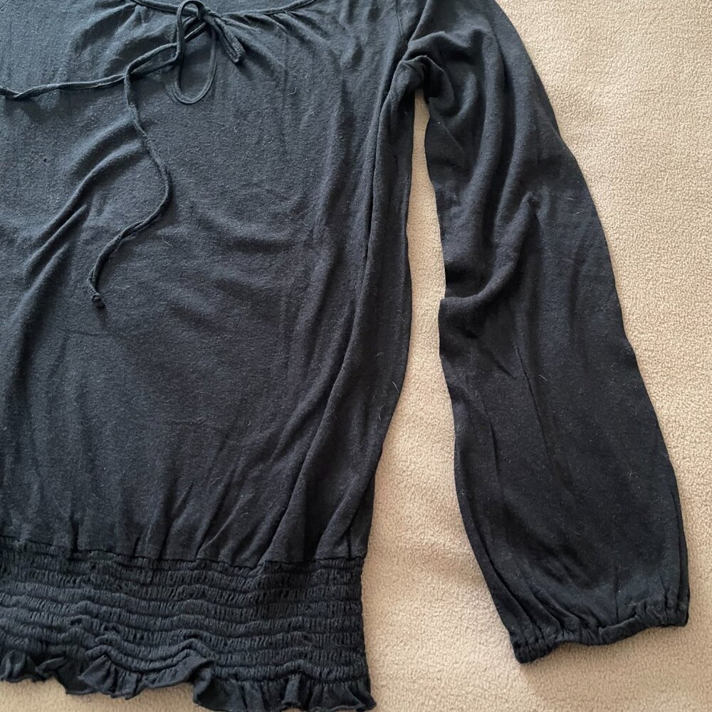 Y2K SUPER CUTE Vintage Lucky Brand BOHO Blouse Black 100% Cotton XS - Picture 4 of 5